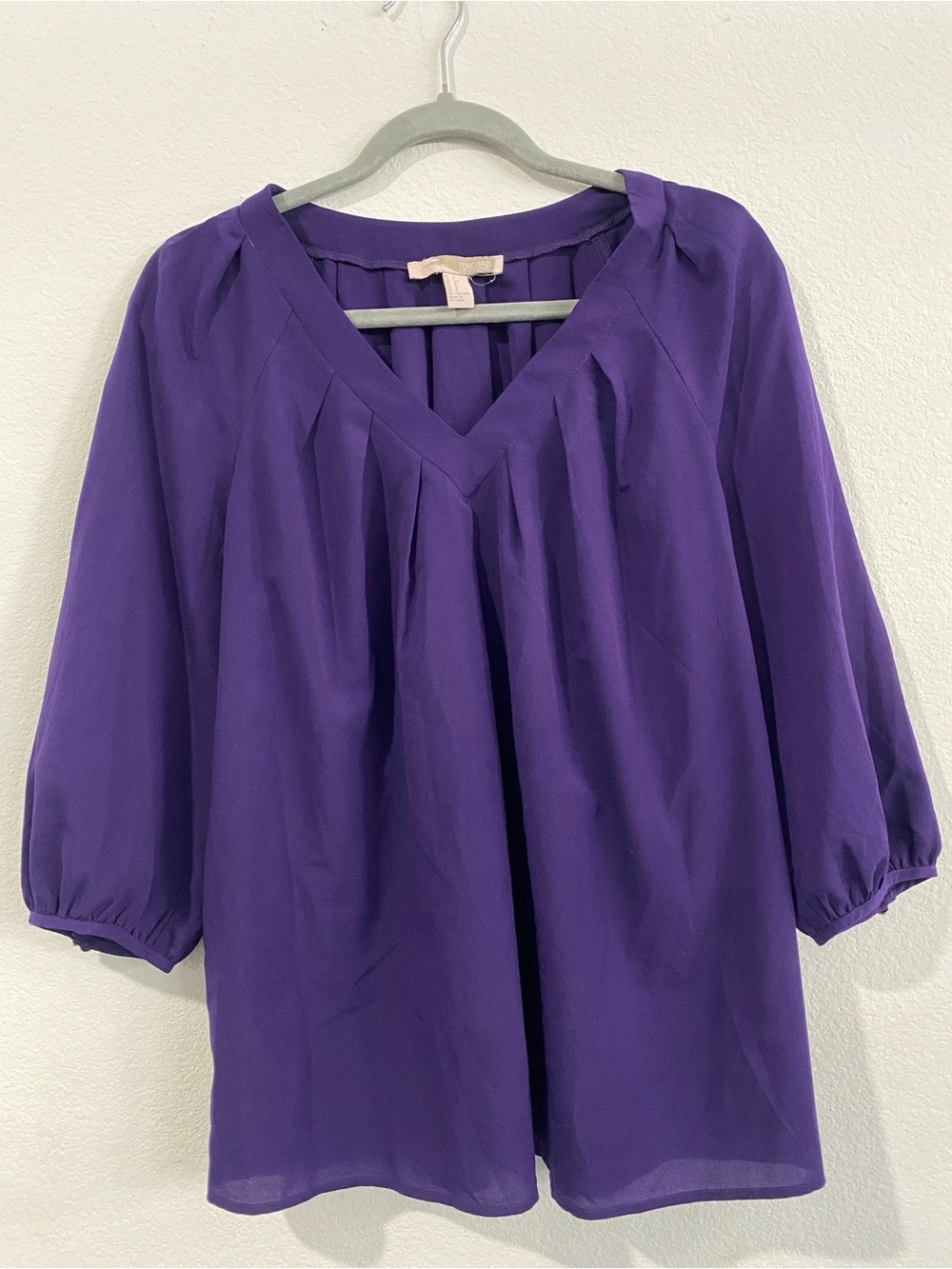 Forever 21 Purple V-Neck Pleated Blouse